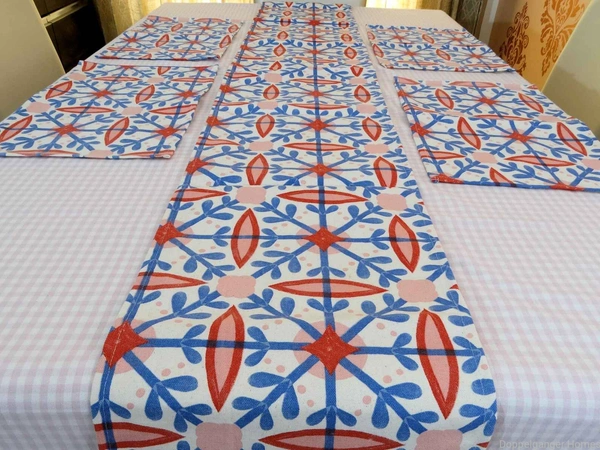 Doppelganger Homes Cotton Dining Table Cover, Runner & Placemat set (8PCS)