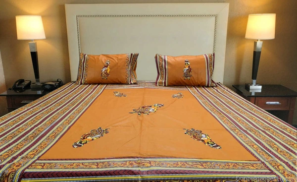 Applique Embroidery Double Bed Sheet-51