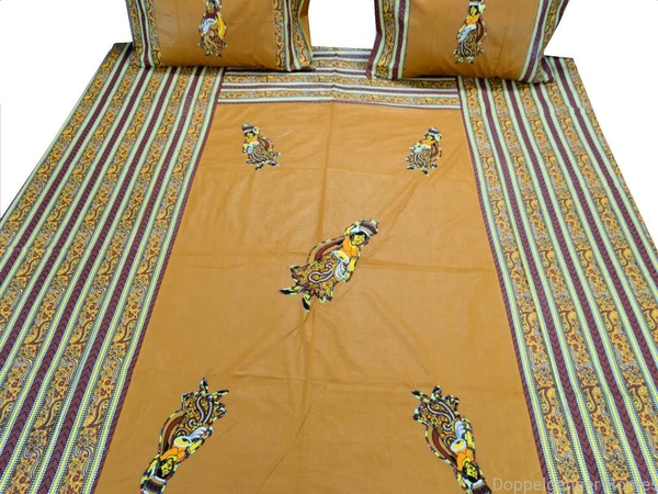 Applique Embroidery Double Bed Sheet-51