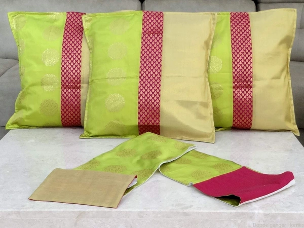 Doppelganger Homes 3 Pcs Designer Cushion cover and Runner Set-94