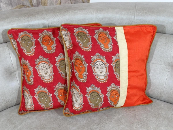 Doppelganger Homes Art Silk Kalamkari Cushion cover Set-70
