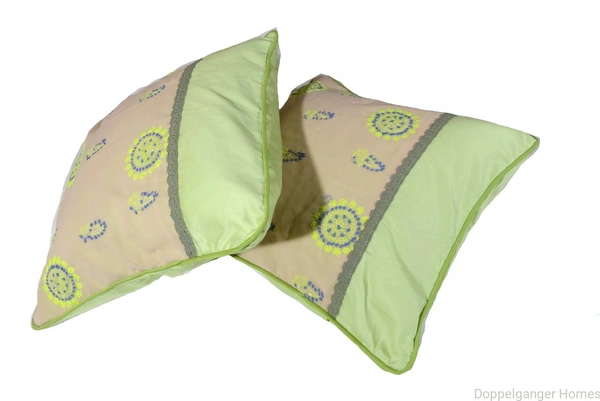 Doppelganger Homes Lucknowi-Chikan Hand embroidery Cushion Cover-35
