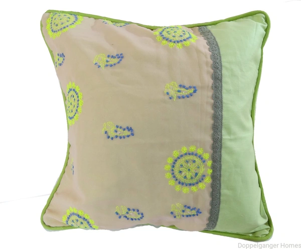 Doppelganger Homes Lucknowi-Chikan Hand embroidery Cushion Cover-35