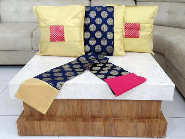 Doppelganger Homes 3 Pcs Designer Cushion cover and Runner Set-98