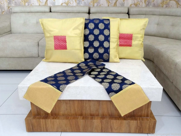 Doppelganger Homes 3 Pcs Designer Cushion cover and Runner Set-98