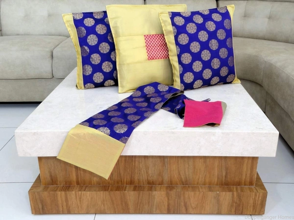 Doppelganger Homes 3 Pcs Designer Cushion cover and Runner Set-93
