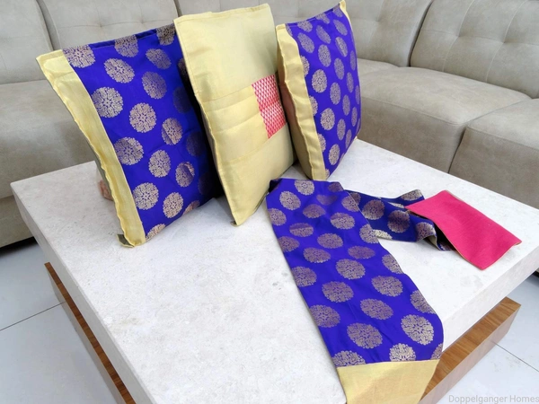 Doppelganger Homes 3 Pcs Designer Cushion cover and Runner Set-93