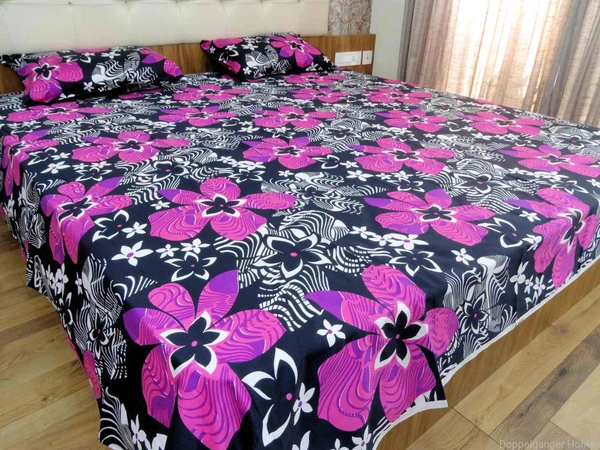 Doppelganger Homes Floral cotton Double Bed Sheet-117