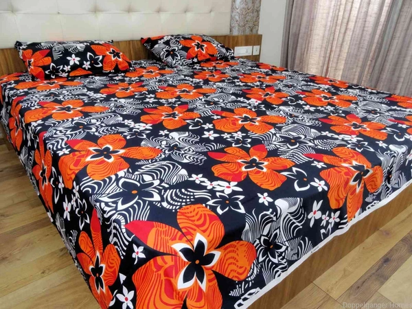 Doppelganger Homes Floral cotton Double Bed Sheet-102
