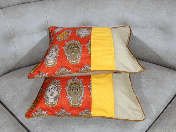 Doppelganger Homes Art Silk Kalamkari Cushion cover Set-69