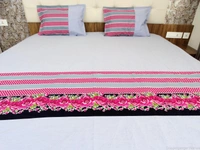 Doppelganger Homes Polka dots & Flowers Double Bed sheet-90