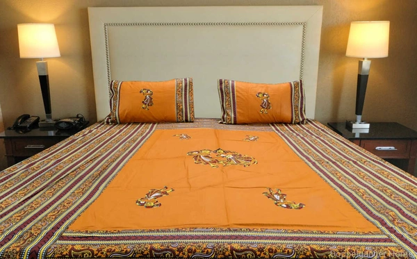 Applique Embroidery Double Bed Sheet-49
