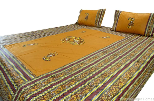 Applique Embroidery Double Bed Sheet-49