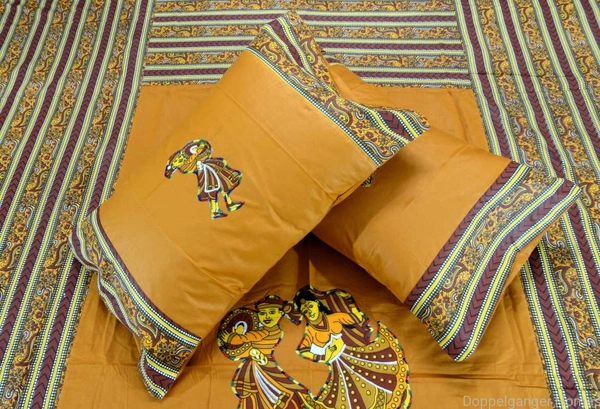 Applique Embroidery Double Bed Sheet-49