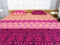 Doppelganger Homes Damask Design Printed Double Bedsheet-86