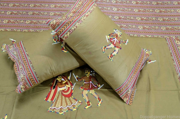 Applique Embroidery Double Bed Sheet-52