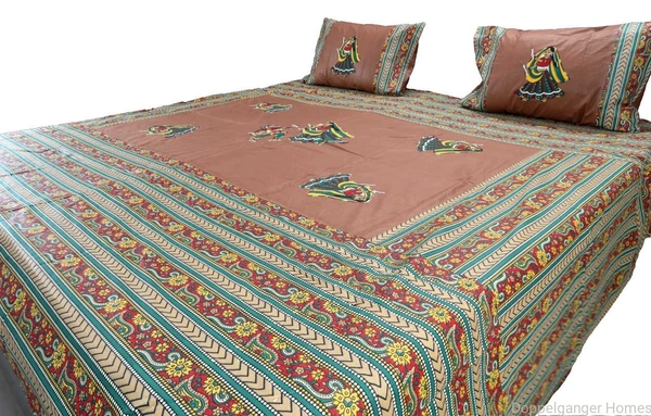Applique Embroidery Double Bed Sheet-45