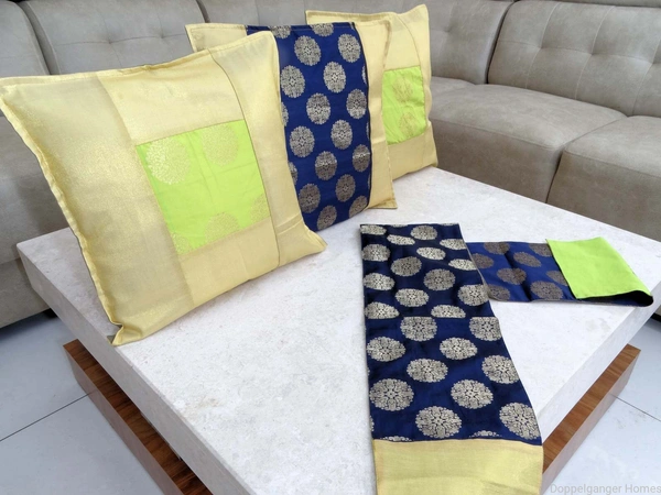 Doppelganger Homes 3 Pcs Designer Cushion cover and Runner Set-97