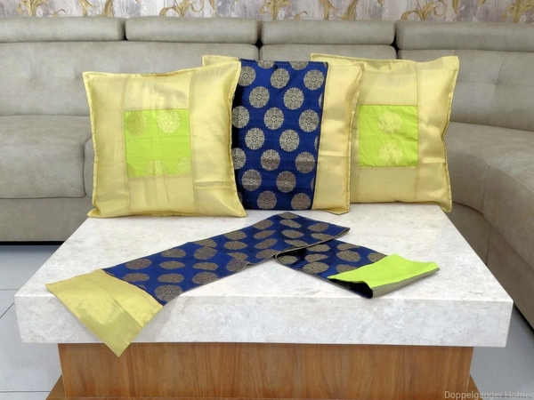 Doppelganger Homes 3 Pcs Designer Cushion cover and Runner Set-97