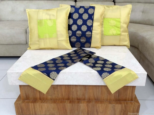 Doppelganger Homes 3 Pcs Designer Cushion cover and Runner Set-97