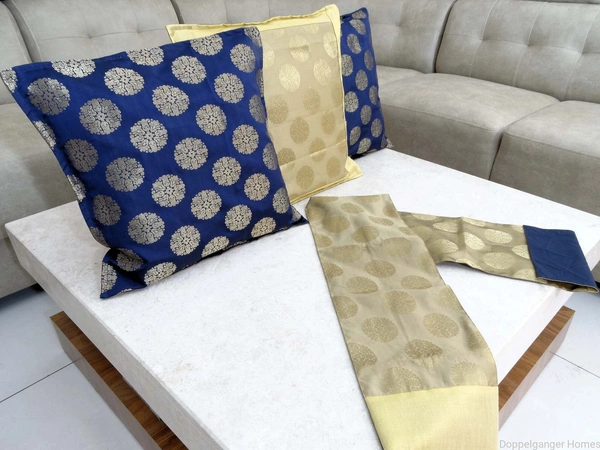 Doppelganger Homes 3 Pcs Designer Cushion cover and Runner Set-96
