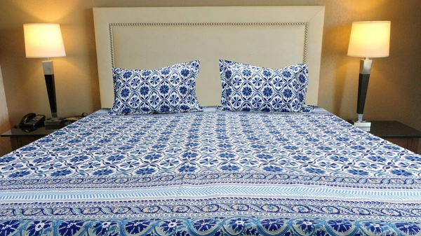 Doppelganger Homes Blue Beauty Double Bed sheet-64