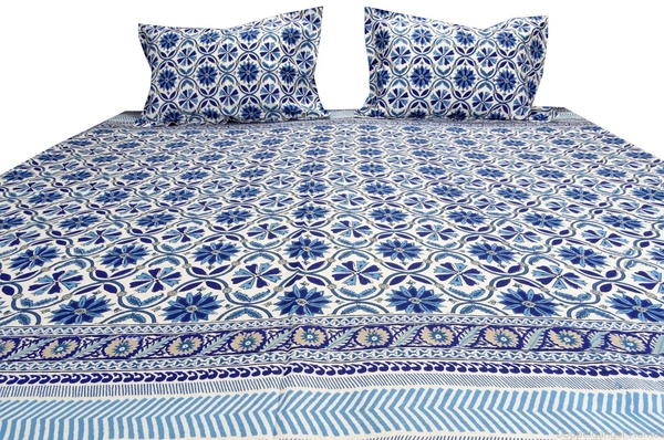Doppelganger Homes Blue Beauty Double Bed sheet-64