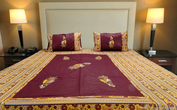 Applique Embroidery Double Bed Sheet-50