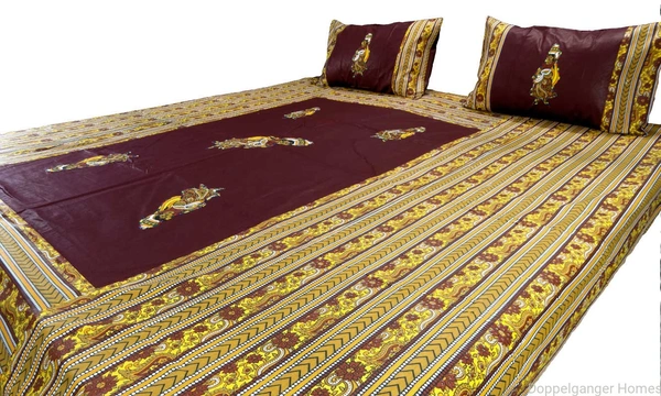 Applique Embroidery Double Bed Sheet-50