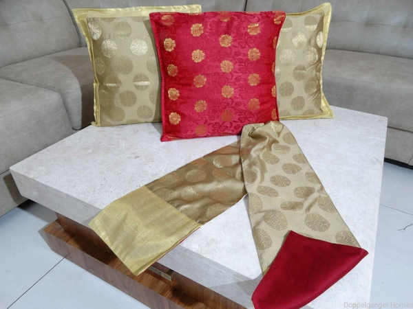 Doppelganger Homes 3 Pcs Designer Cushion cover and Runner Set-91