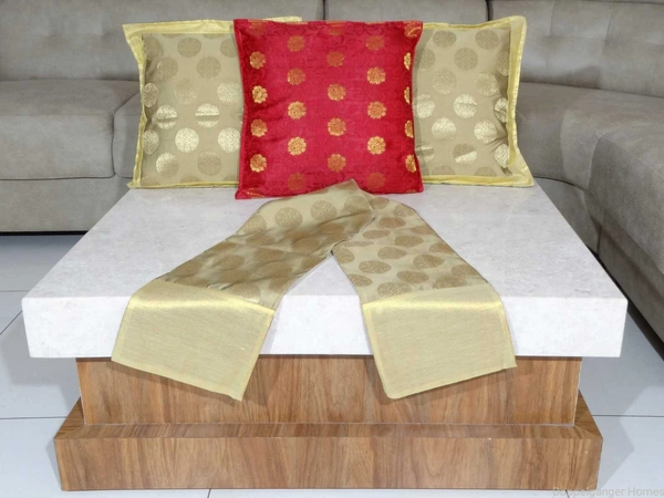 Doppelganger Homes 3 Pcs Designer Cushion cover and Runner Set-91