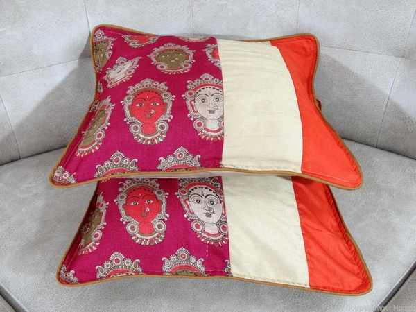 Doppelganger Homes Art Silk Kalamkari Cushion cover Set-71