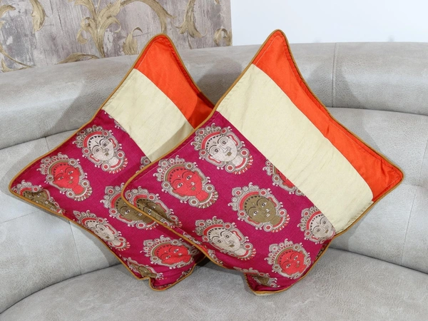 Doppelganger Homes Art Silk Kalamkari Cushion cover Set-71