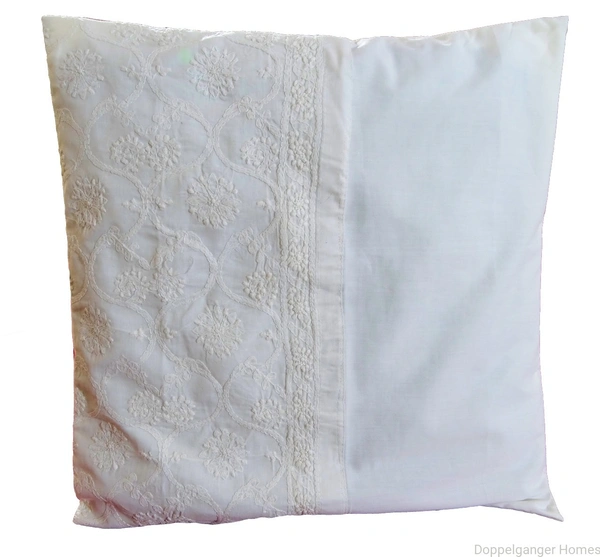 Doppelganger Homes Lucknowi-Chikan Hand embroidery Cushion Cover-33