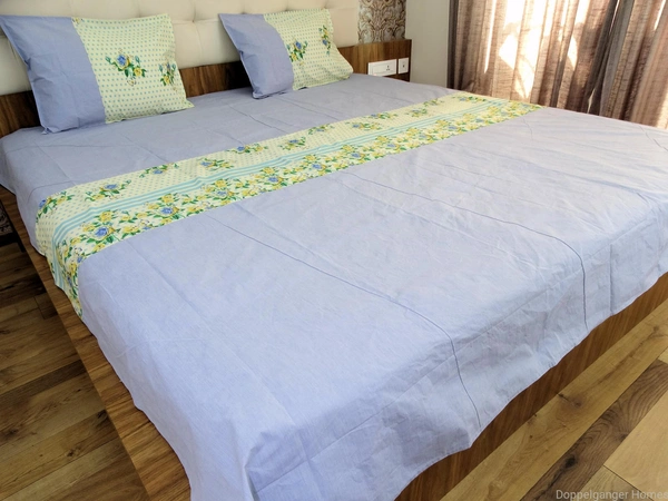 Doppelganger Homes Polka dots & Flowers Double Bed sheet-89