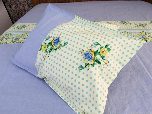 Doppelganger Homes Polka dots & Flowers Double Bed sheet-89
