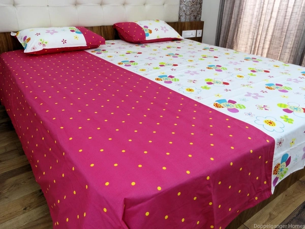 Doppelganger Homes Floral cotton Double Bed Sheet-116