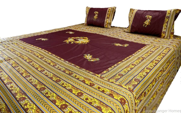 Applique Embroidery Double Bed Sheet-46