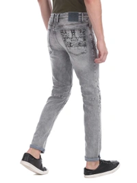 ED-HARDY GRAY SKULLER SUPER SLIM FIT STONE WASH JEANS - 38