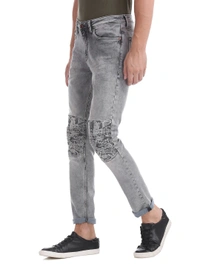 ED-HARDY GRAY SKULLER SUPER SLIM FIT STONE WASH JEANS - 38