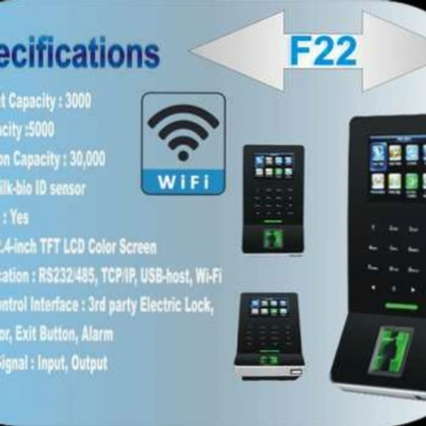 Essl F22 WiFi Enabled Fingerprint Time Attendance Machine with Access Control  - 1 year, no