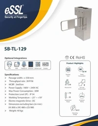 Essl SB-TL-129 Swing Barriers - SB-TL-129Category:Swing BarriersFeatures:Passage width (Max) : ≤ 550mm,Throughput rate : 30 p/m,New 