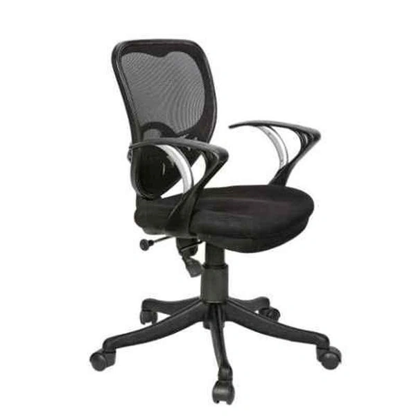 KINGSVISION Net & Metal Black Chair with Silver Handle - rolling chair