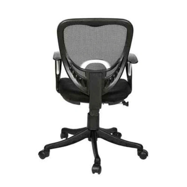 KINGSVISION Net & Metal Black Chair with Silver Handle - rolling chair