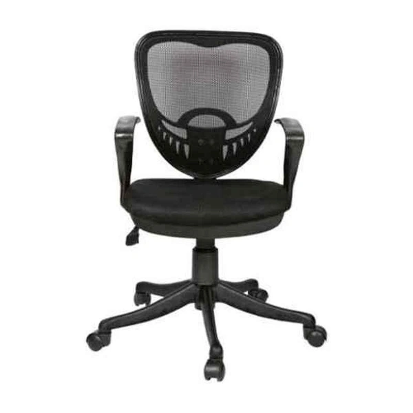 KINGSVISION Net & Metal Black Chair with Silver Handle - rolling chair