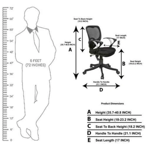 KINGSVISION Net & Metal Black Chair with Silver Handle - rolling chair