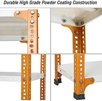 KINGSVISION CRC Sheet 4 Shelf Multipurpose Space Saving Storage Rack, 48 x 36 x 12 Inch, 24 Gauge (Ivory-Orange) Powder Coated 14 Gauge Angles - 