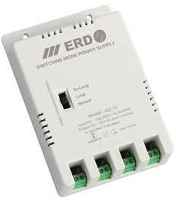 ERD AD11 CCTV Camera 4 Channel Power Supply SMPS Support All HD Cameras Worldwide Adaptor (Grey) - GREY, 1 YEAR