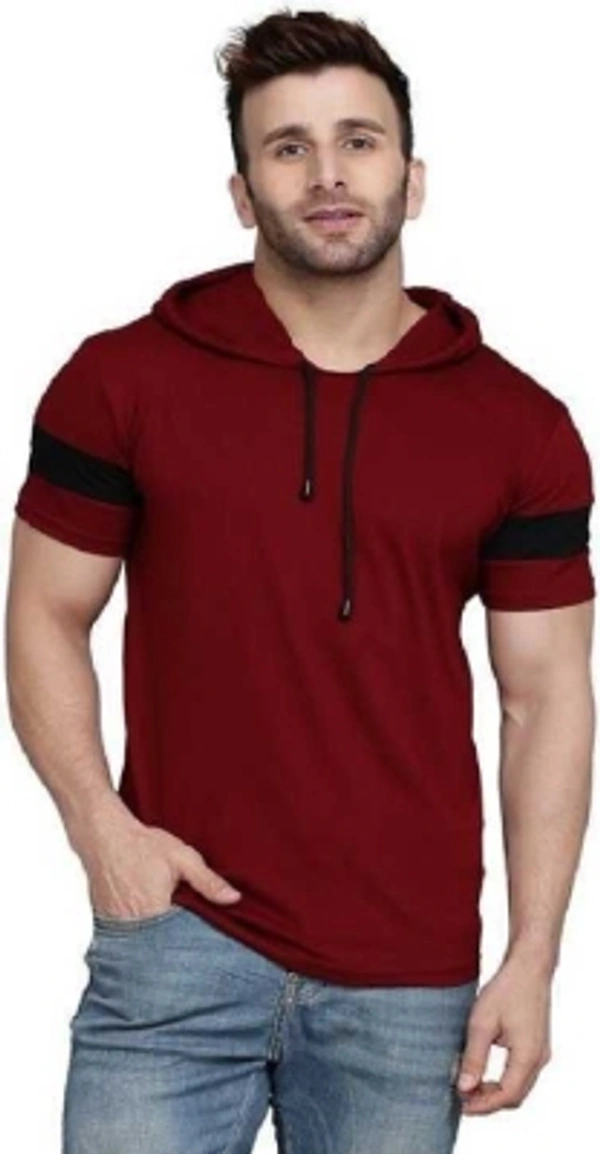 Solid Men Maroon T Shirt - M