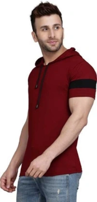 Solid Men Maroon T Shirt - M